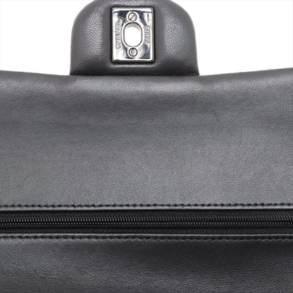 Classic Double Flap Medium Lambskin Leather Chevron Shoulder Bag Black