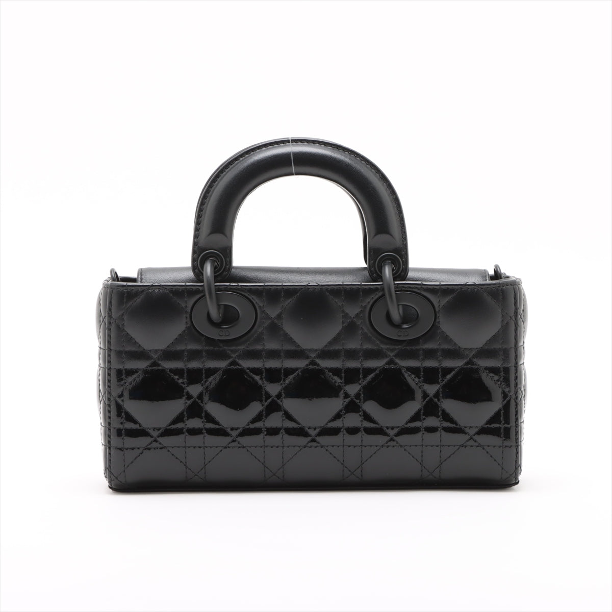 Lady D-Joy Small Calfskin & Patent Cannage Top-maniglia Borsa Black 