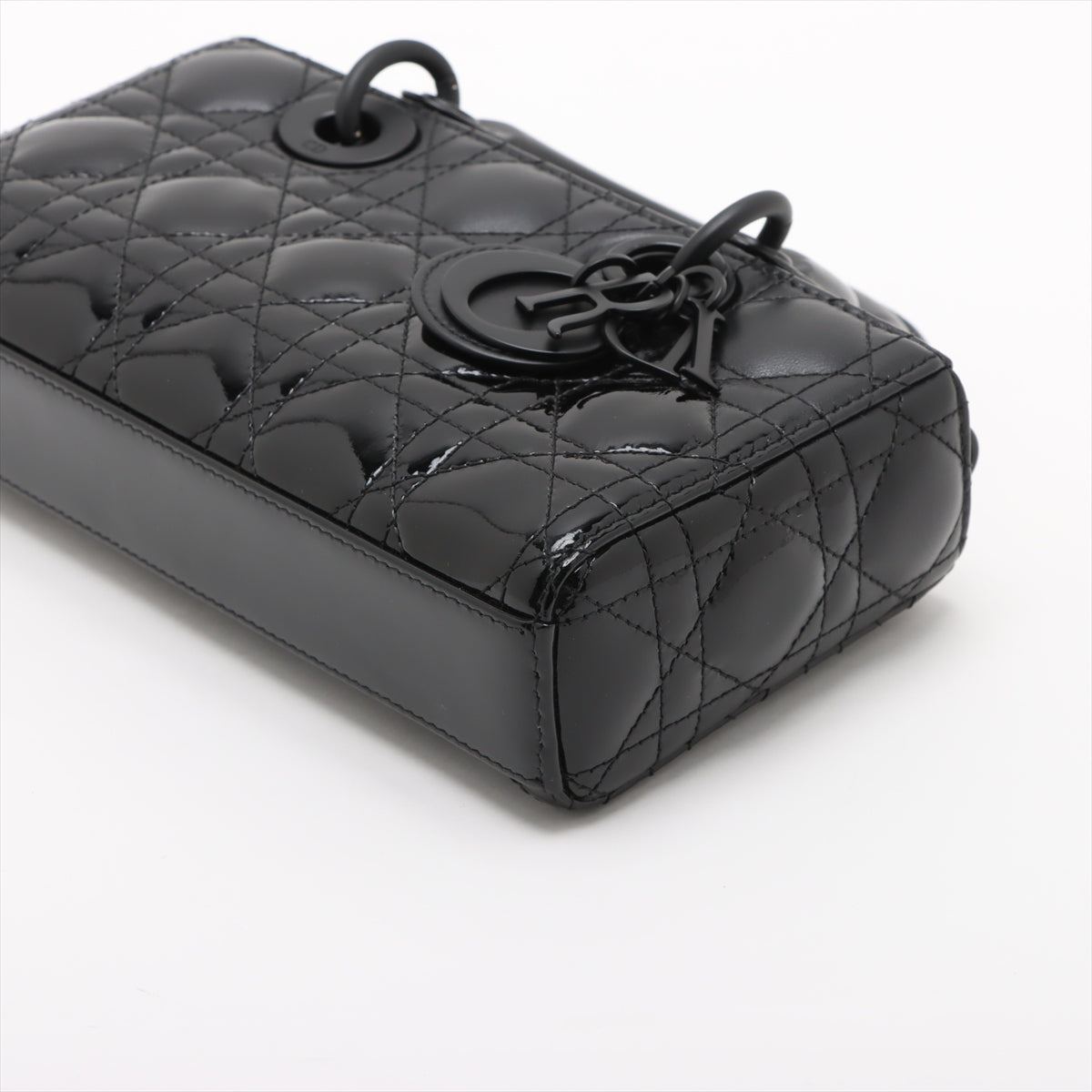 Lady D-Joy Small Calfskin & Patent Cannage Top-maniglia Borsa Black 