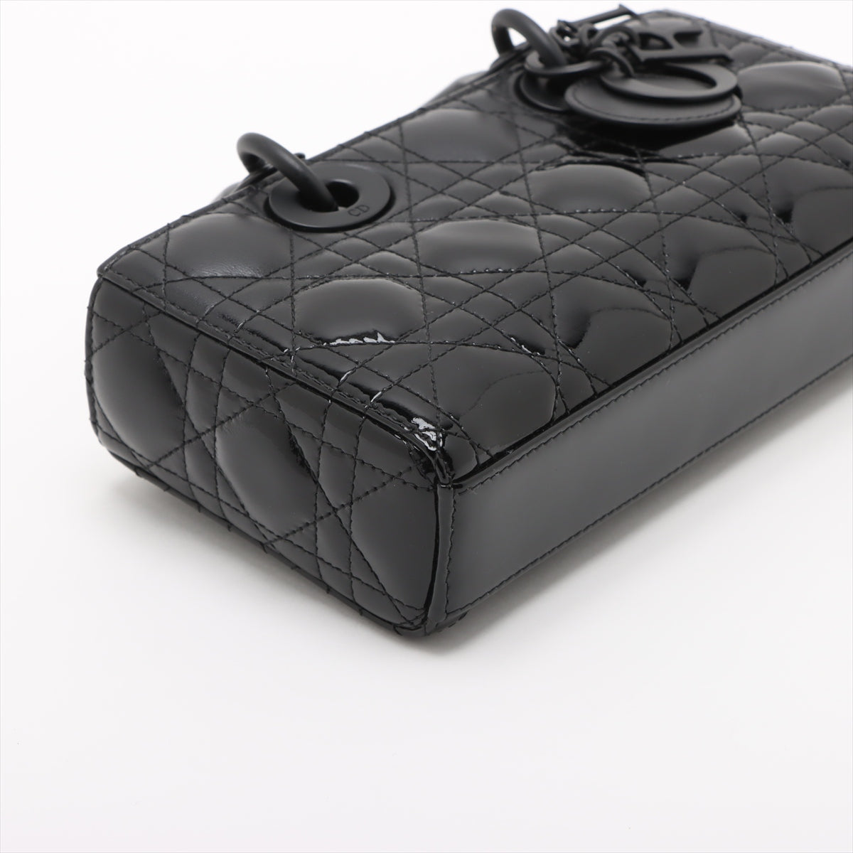 Lady D-Joy Small Calfskin & Patent Cannage Top-maniglia Borsa Black 