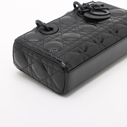 Lady D-Joy Small Calfskin & Patent Cannage Top-maniglia Borsa Black 