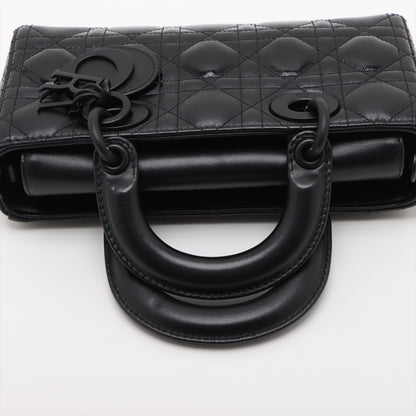 Lady D-Joy Small Calfskin & Patent Cannage Top-maniglia Borsa Black 