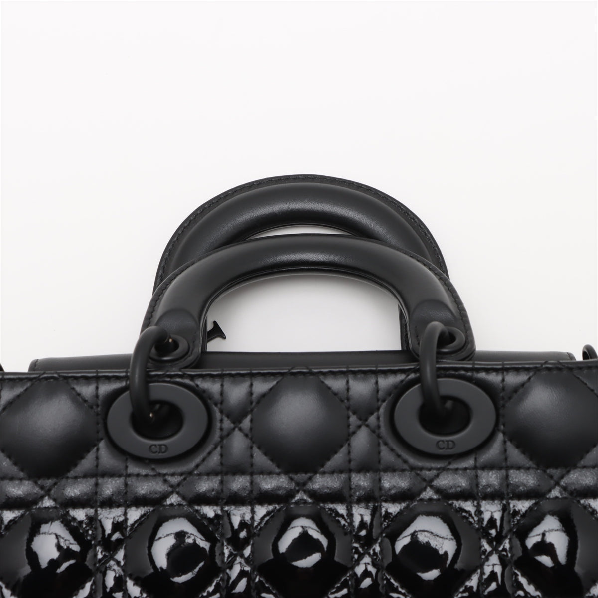 Lady D-Joy Small Calfskin & Patent Cannage Top-maniglia Borsa Black 