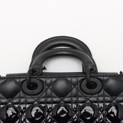 Lady D-Joy Small Calfskin & Patent Cannage Top-maniglia Borsa Black 