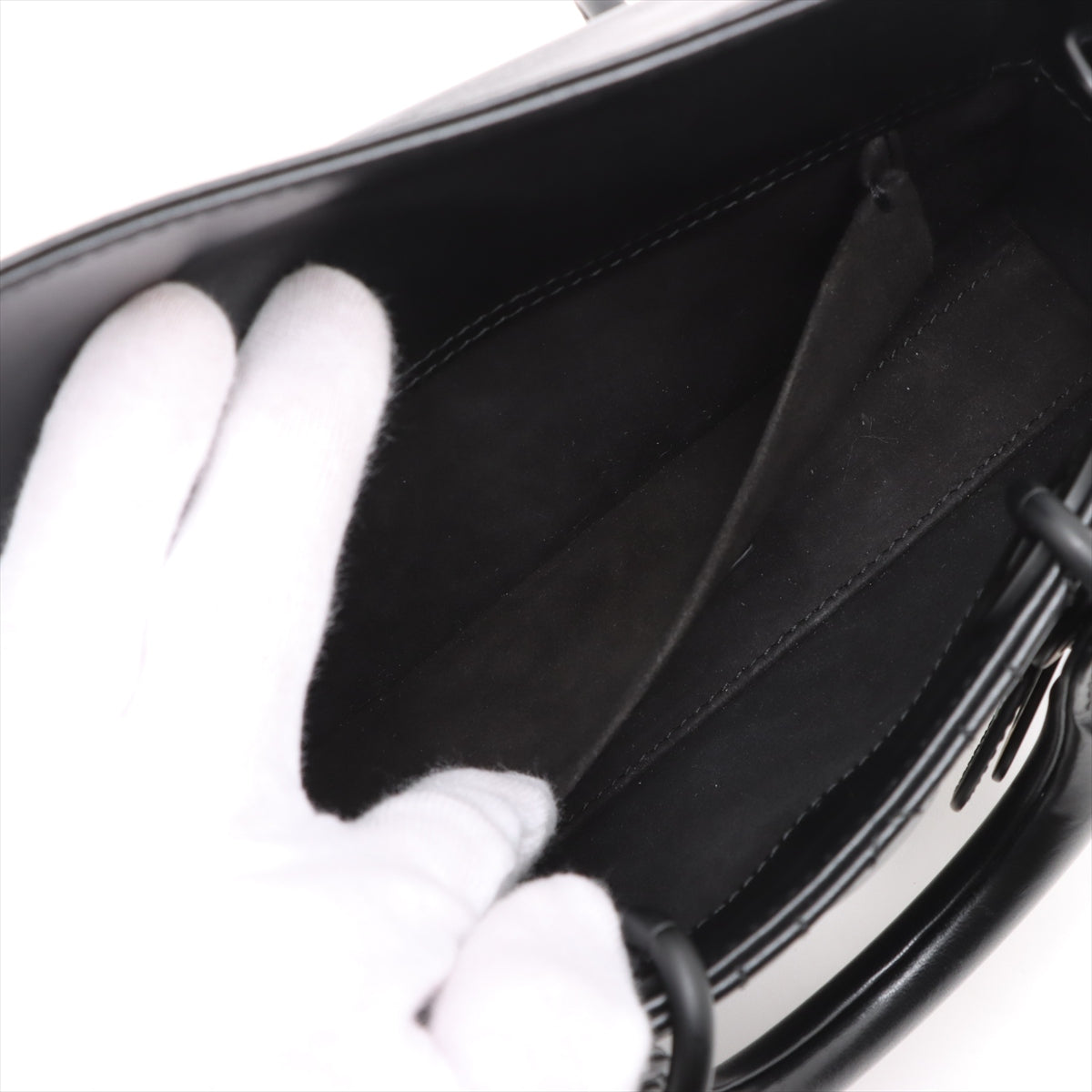 Lady D-Joy Small Calfskin & Patent Cannage Top-maniglia Borsa Black 