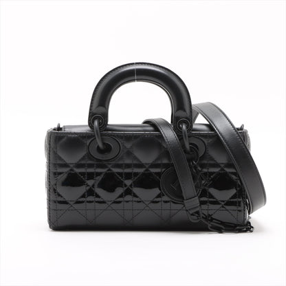 Lady D-Joy Small Calfskin & Patent Cannage Top-maniglia Borsa Black 