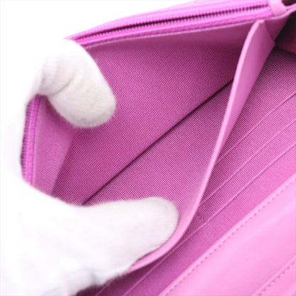 WOC in pelle di agnello trapuntata con patta e tracolla Pink 