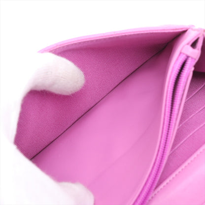 WOC in pelle di agnello trapuntata con patta e tracolla Pink 