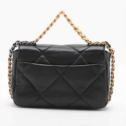 CHANEL 19 Medium Lambskin Leather Matelassè Flap Handbag Black
