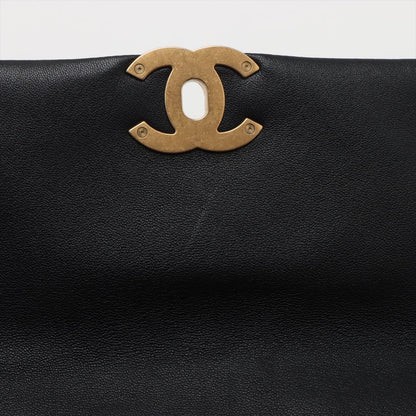 CHANEL 19 Medium Lambskin Leather Matelassè Flap Handbag Black