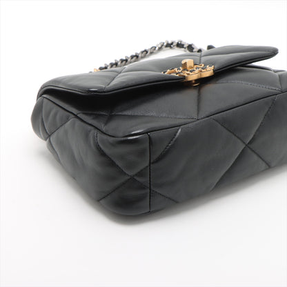CHANEL 19 Medium Lambskin Leather Matelassè Flap Handbag Black