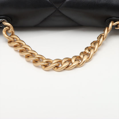 CHANEL 19 Medium Lambskin Leather Matelassè Flap Handbag Black