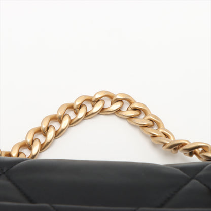 CHANEL 19 Medium Lambskin Leather Matelassè Flap Handbag Black