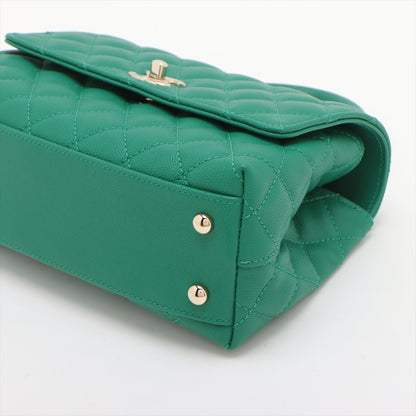 Coco Small Caviar sac seau à poignée supérieure en cuir avec bandoulière Vert 