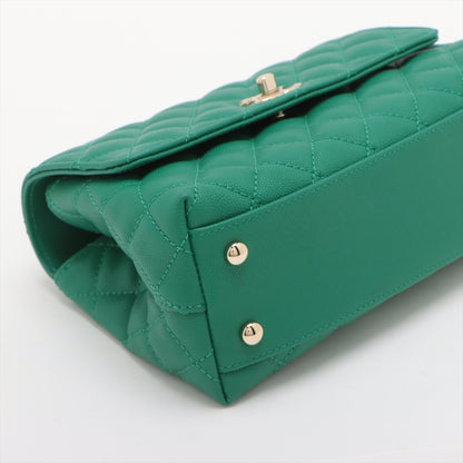 Coco Small Caviar sac seau à poignée supérieure en cuir avec bandoulière Vert 