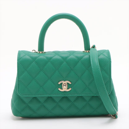Coco Small Caviar sac seau à poignée supérieure en cuir avec bandoulière Vert 