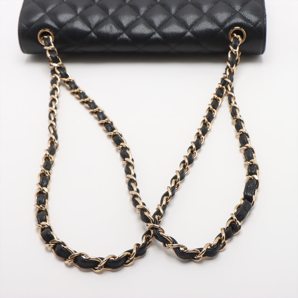 Classic Double Flap Jumbo Matelassè Caviar Leather Flap Handbag Black
