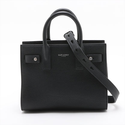 Sac De Jour Nano Grained Leather 2-Ways Tote Bag Black