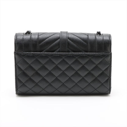 Envelope Small Leather Chevron Quilted Shoulder Bag Black