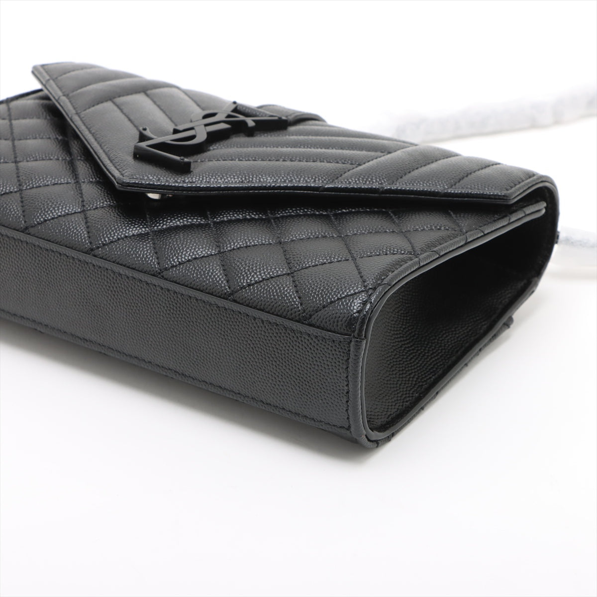 Envelope Small Leather Chevron Quilted Shoulder Bag Black