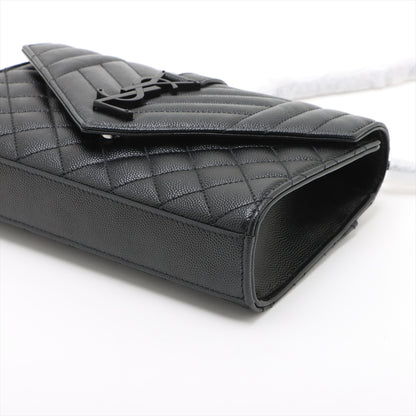 Envelope Small Leather Chevron Quilted Shoulder Bag Black