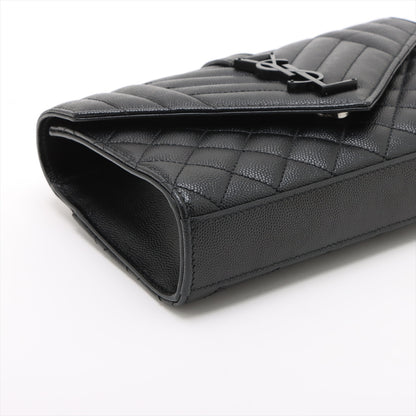 Envelope Small Leather Chevron Quilted Shoulder Bag Black
