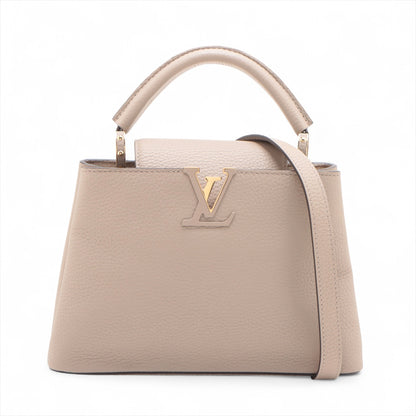 Capucines BB Taurillon Leather Handbag Beige