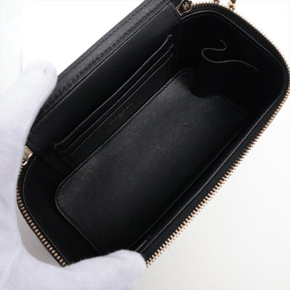 Coco Casino Small Lambskin Leather Quilted with Chain Vanity Case Handbag Black