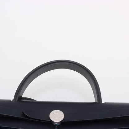 Herbag PM Toile Officier × Vache Hunter Leather & Canvas Zip Top-handle Handbag Blue