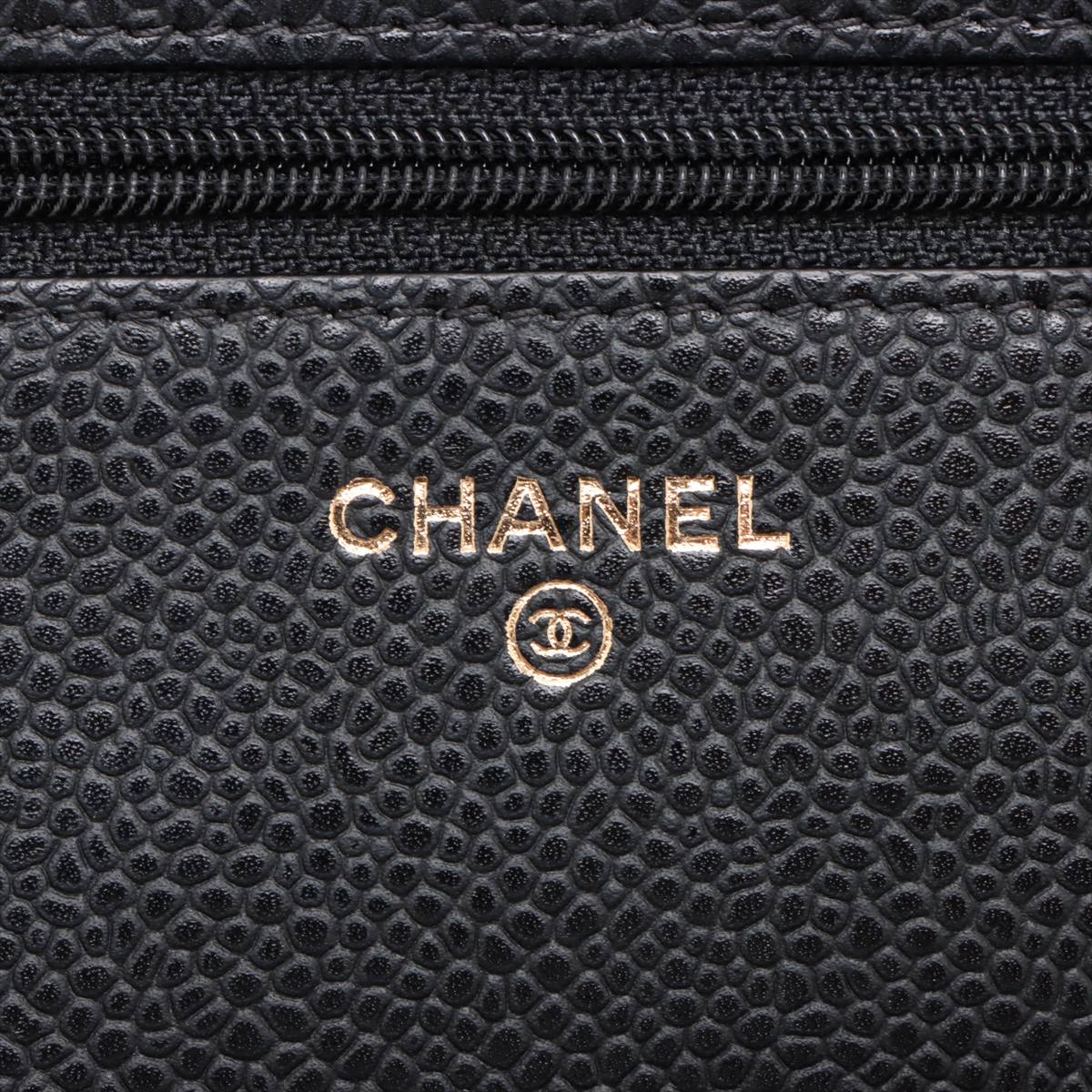 WOC Caviar Leather Quilted Flap Crossbody Black