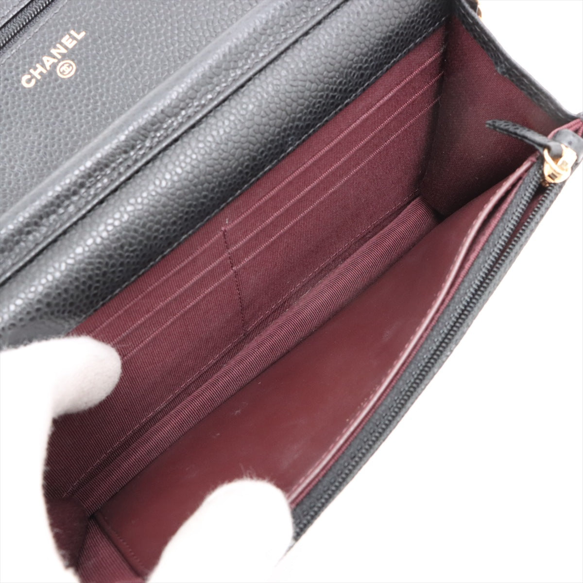 WOC Caviar Leather Quilted Flap Crossbody Black