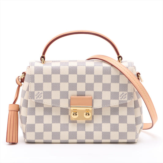 Croisette Canvas Top-handle Crossbody Damier Azur