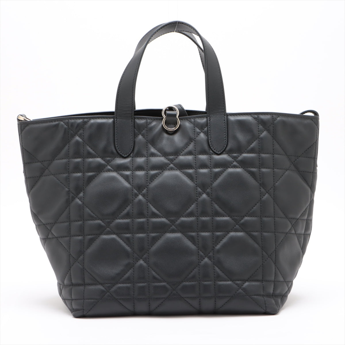 Toujours Large Calfskin Leather Lucky Star Macrocannage 2-Way Handtasche Schwarz 