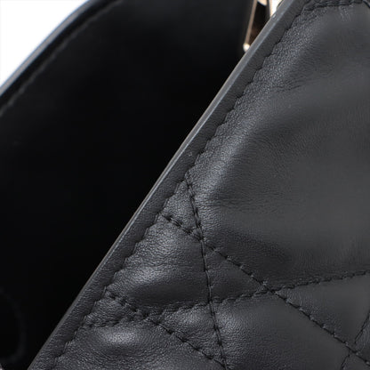 Toujours Large Calfskin Leather Lucky Star Macrocannage 2-Way Handtasche Schwarz 