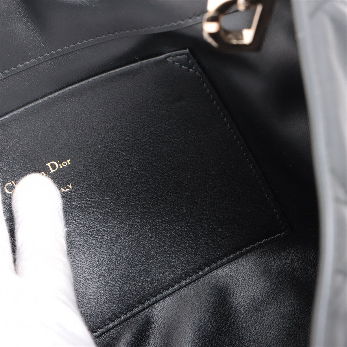 Toujours Large Calfskin Leather Lucky Star Macrocannage 2-Way Handtasche Schwarz 