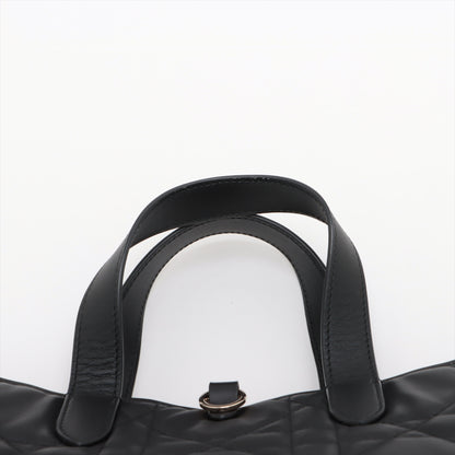 Toujours Large Calfskin Leather Lucky Star Macrocannage 2-Way Handtasche Schwarz 