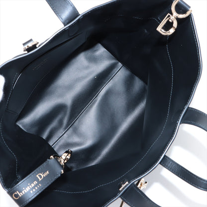 Toujours Large Calfskin Leather Lucky Star Macrocannage 2-Way Handtasche Schwarz 