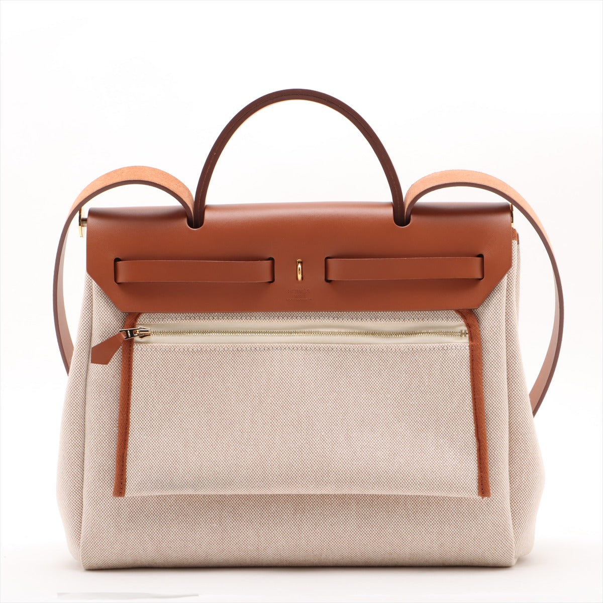 Herbag PM Twill Ash & Vache Hunter Leather & Canvas Zip Top-handle Handtasche Beige 