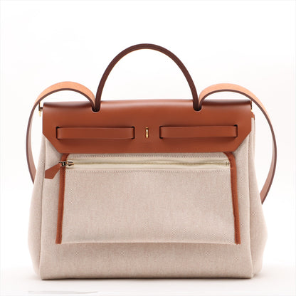 Herbag PM Twill Ash & Vache Hunter Leather & Canvas Zip Top-handle Handtasche Beige 