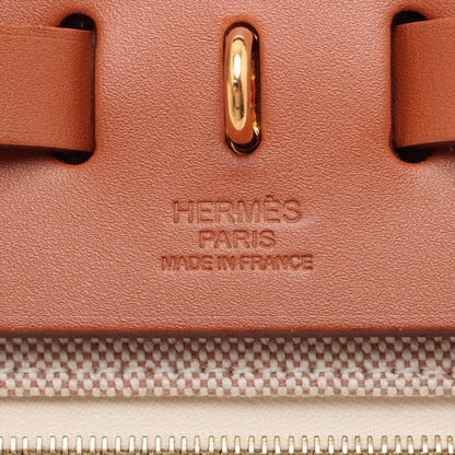 Herbag PM Twill Ash & Vache Hunter Leather & Canvas Zip Top-handle Handtasche Beige 