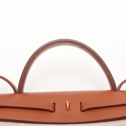 Herbag PM Twill Ash & Vache Hunter Leather & Canvas Zip Top-handle Handtasche Beige 