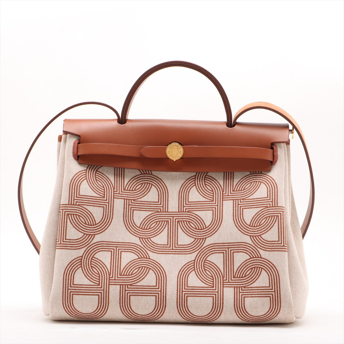 Herbag PM Twill Ash & Vache Hunter Leather & Canvas Zip Top-handle Handtasche Beige 