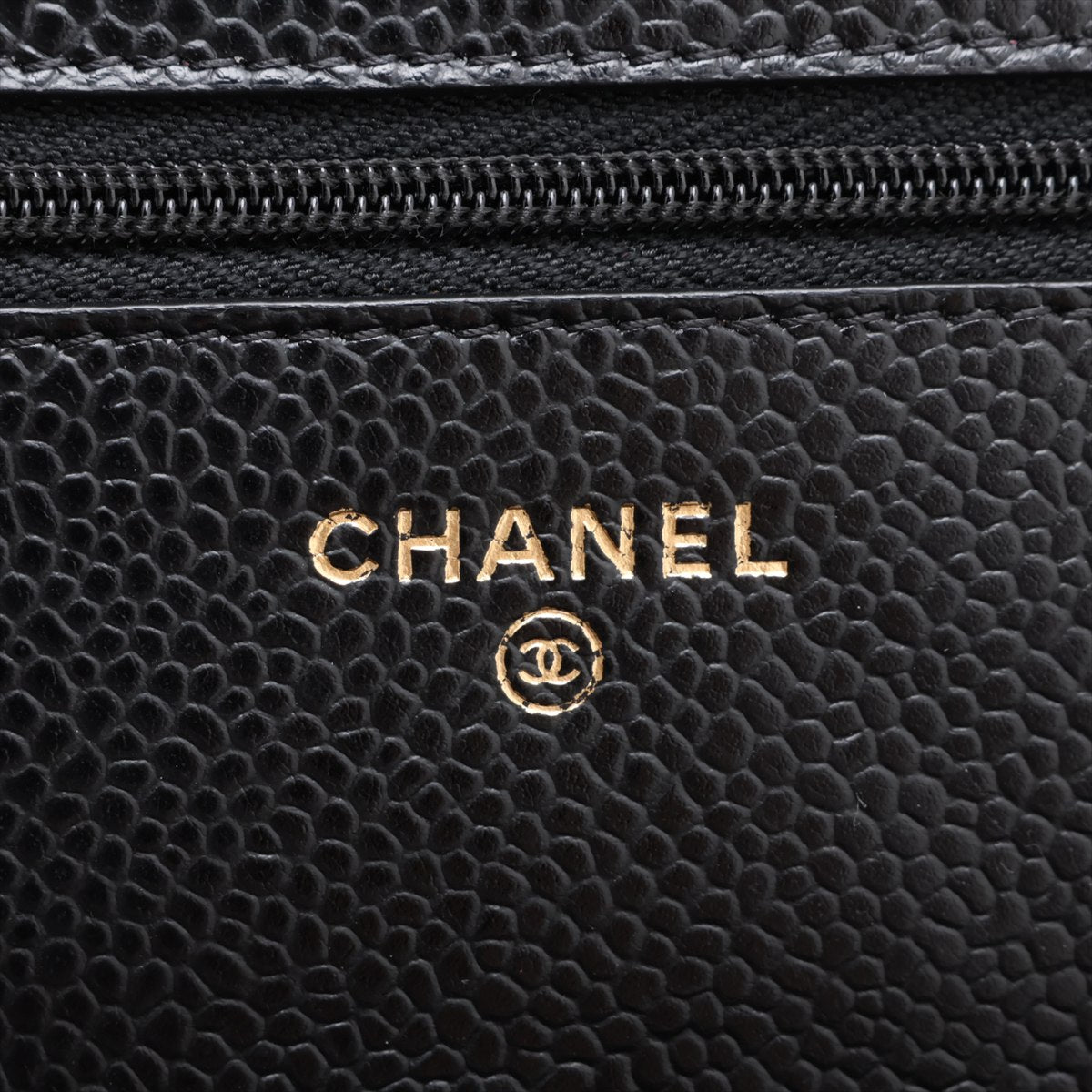 WOC Caviar Leder Quilted Flap Umhängetasche Schwarz 