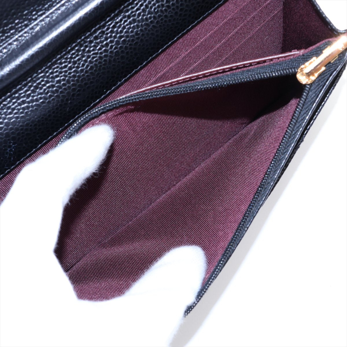 WOC Caviar Leder Quilted Flap Umhängetasche Schwarz 