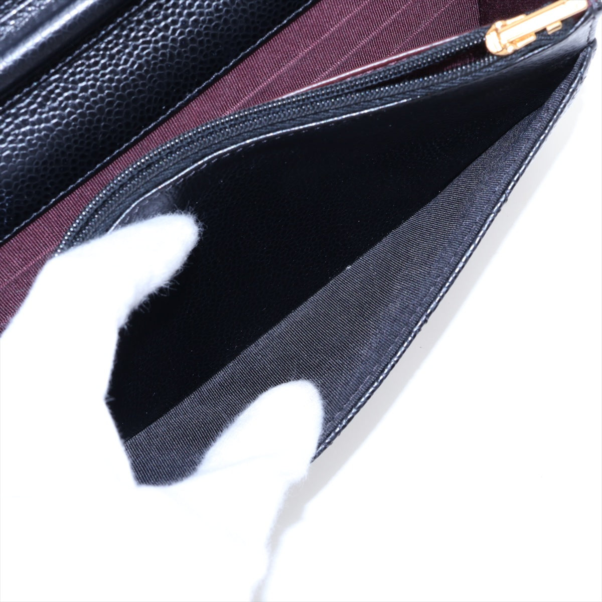 WOC Caviar Leder Quilted Flap Umhängetasche Schwarz 