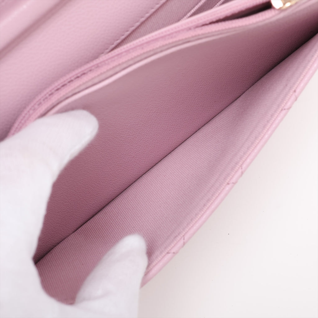 WOC Caviar Leder wattiertem Flap Crossbody Pink 