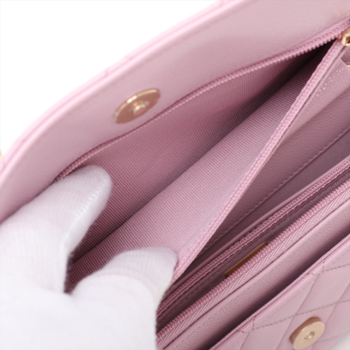 WOC Caviar Leder wattiertem Flap Crossbody Pink 