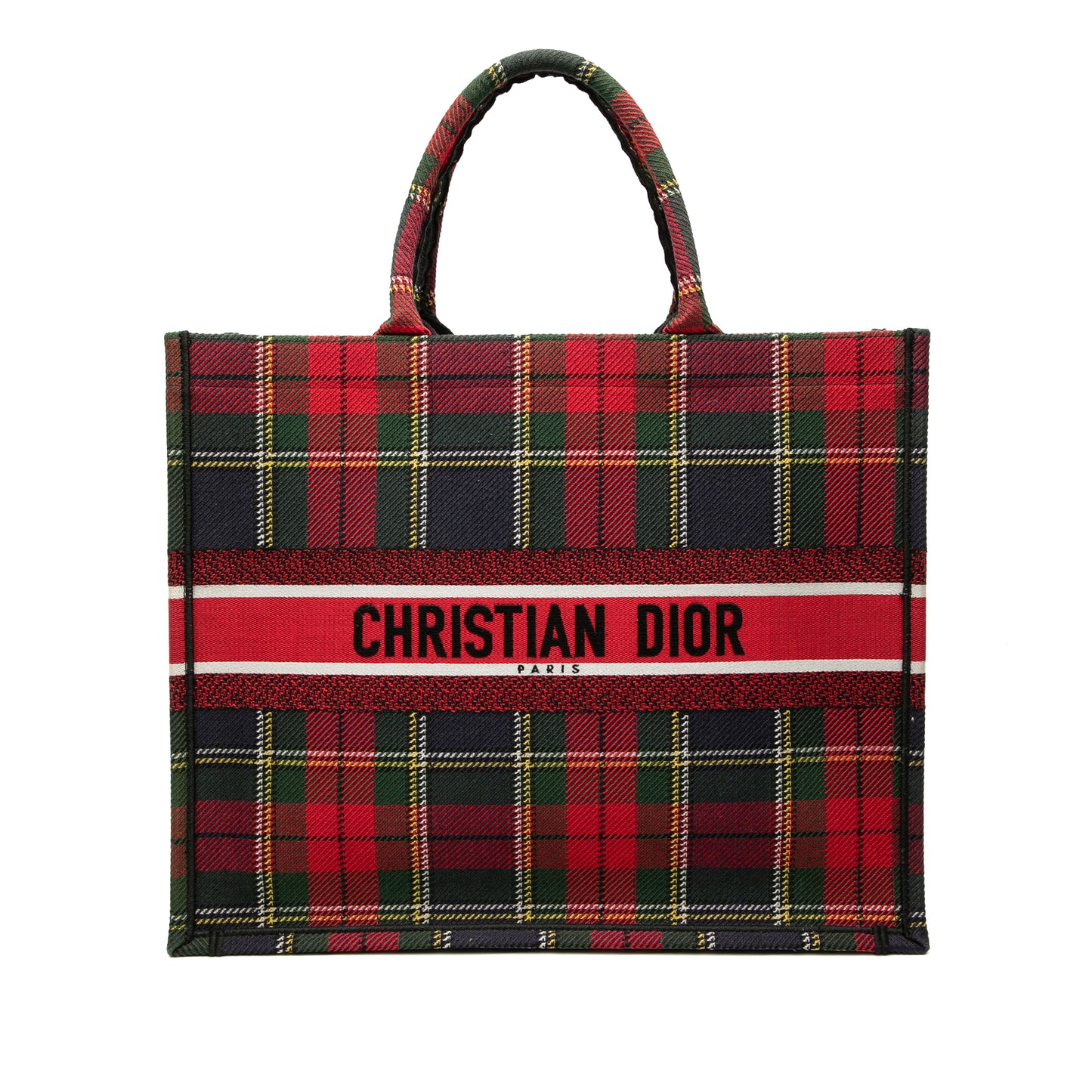 Book Tote Große Handtasche mit Canvas und Stickerei im Tartan-Karos 