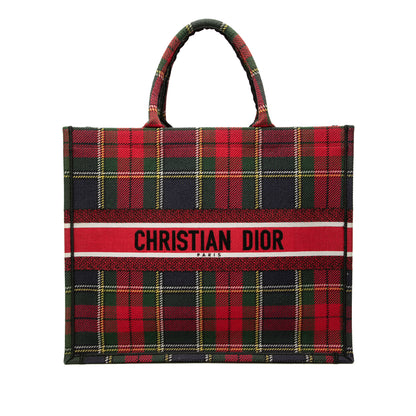 Book Tote Große Handtasche mit Canvas und Stickerei im Tartan-Karos 