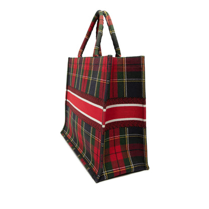 Book Tote Große Handtasche mit Canvas und Stickerei im Tartan-Karos 